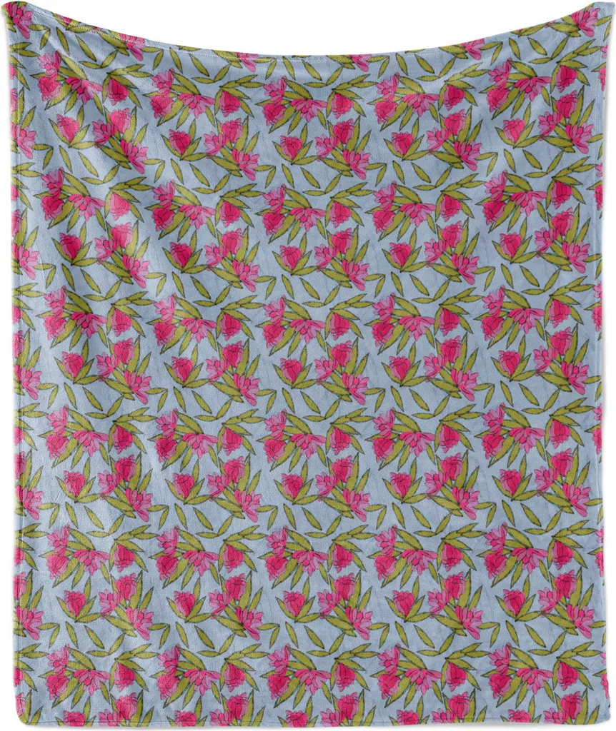 Plaid Morbido ABAKUHAUS 175x230 cm | Stile Floreale Blu e Rosa