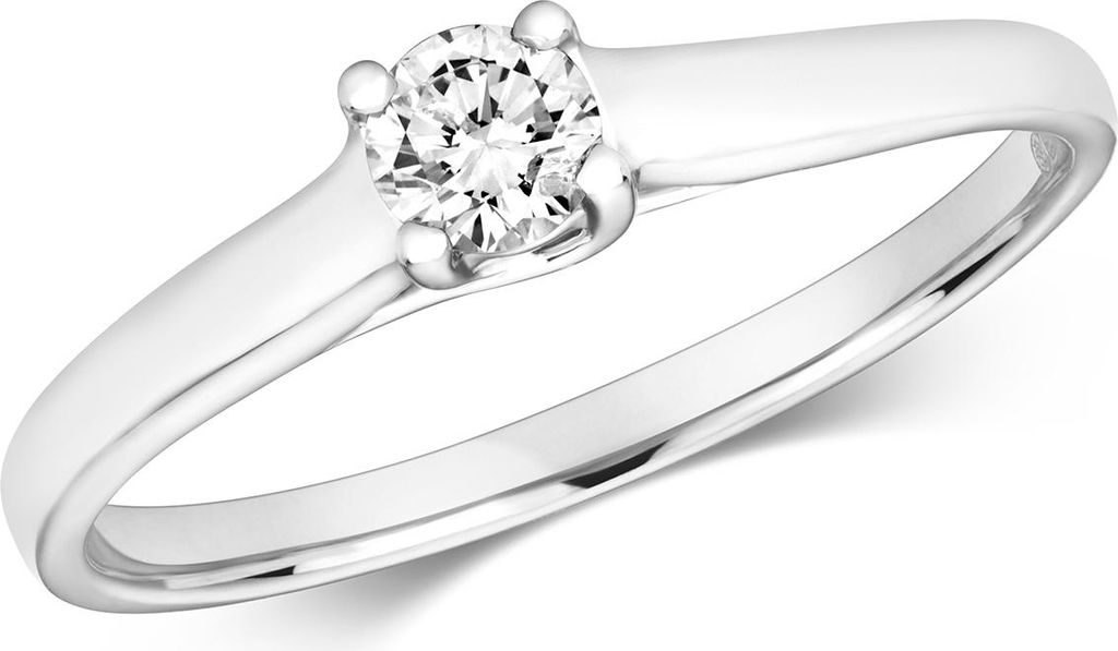 Funkelndes Feuer 9 Karat (375) Weißgold Solitär Verlobung Damen - Diamant Ring Brillant-Schliff 0.25 Karat H - I1, 55 (17.5); TRS320149KWRSO