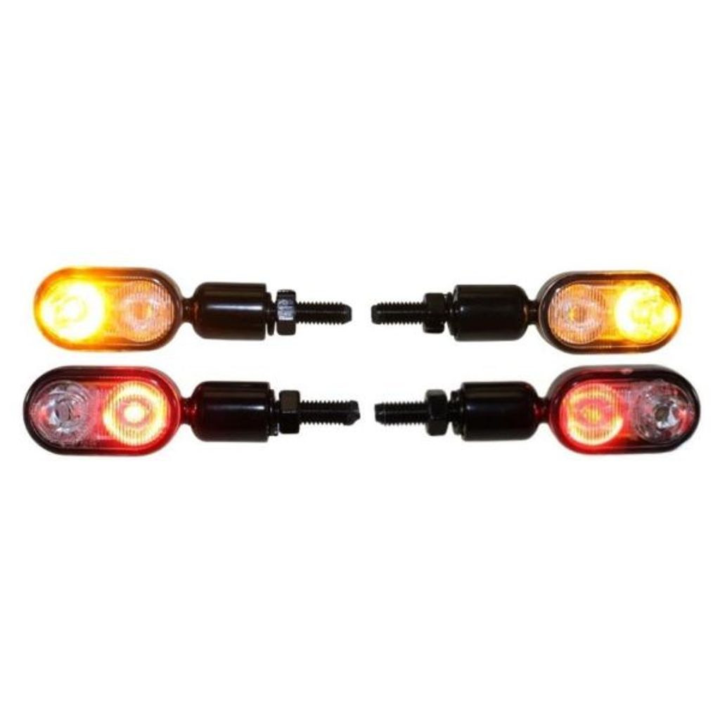 Motorrad LED Blinker/LED Rücklicht Kombination Hyper schwarz klar 4-er Set