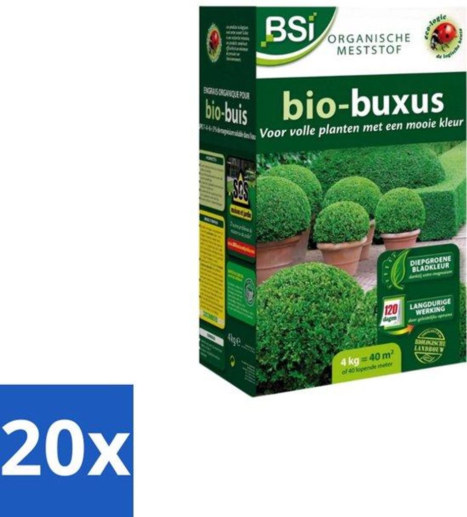 Buxus Dünger für gesunde Wachstum & tiefgrüne Blätter - 4 kg (40 m²) - Großpackung - 20 Stück