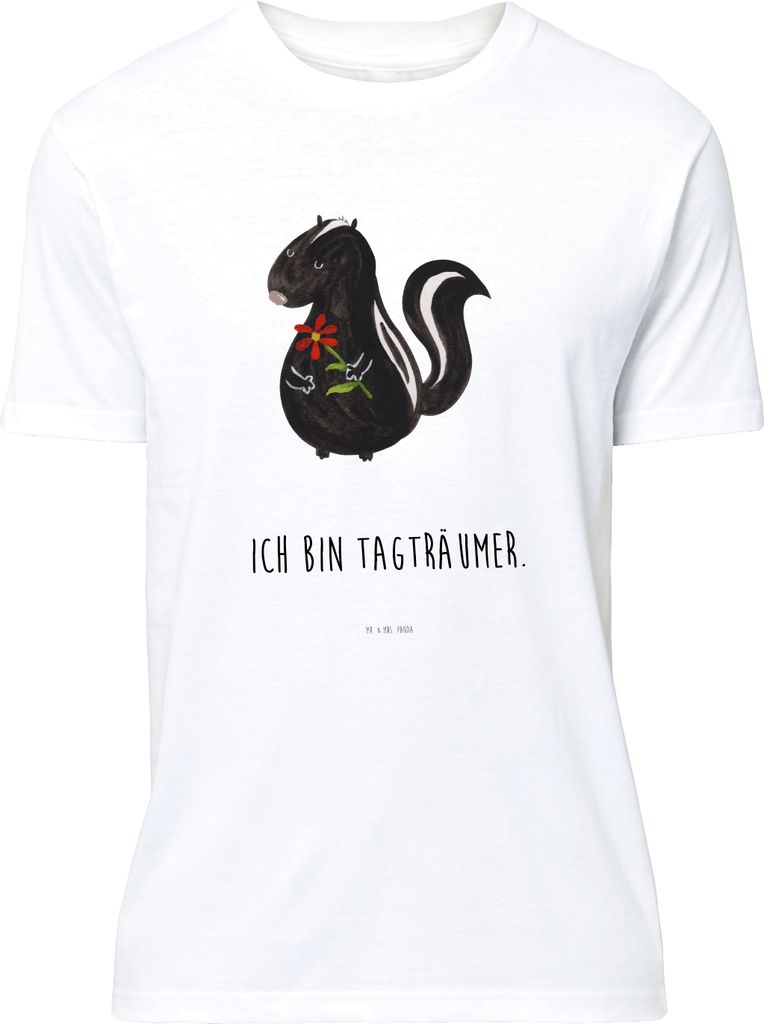Mr. & Mrs. Panda Tshirt Stinktier Blume - Weiß - Geschenk, Raubtier, S T-Shirt, Dreams, Stinker, oberteil, Wildtier, Träume, Statementshirt, Shirt