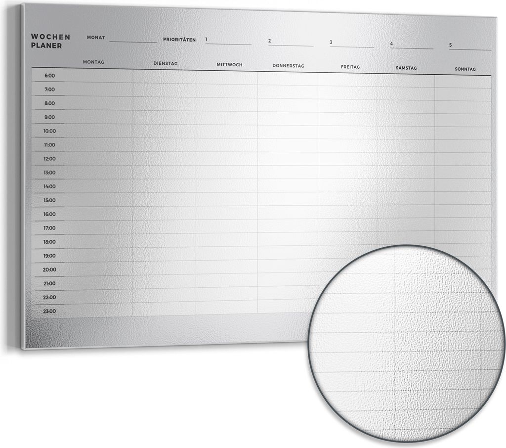 DEQORI Magnettafel Metall 60x40 cm 'WP Grau (DE) ' Whiteboard Pinnwand Magnetboard Büro