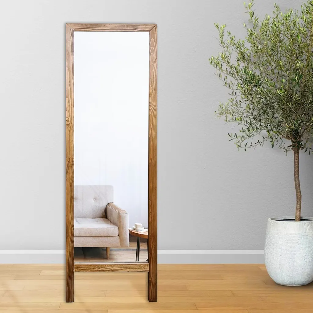 Skye Decor Miroir Cheval en Bois Naturel sur Pied - Miroir 45 x 145 cm