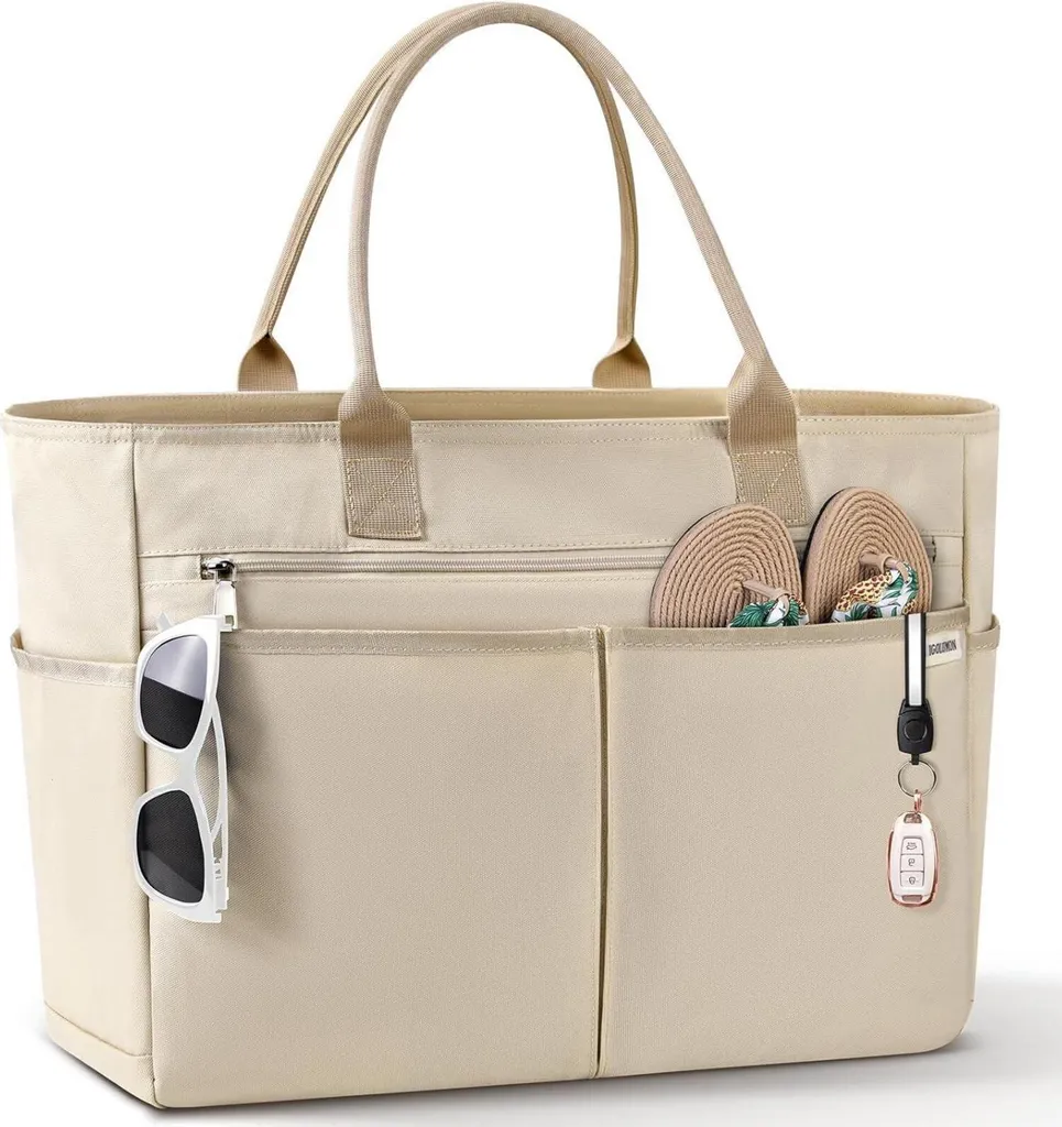 Sac de plage XXL Femme 40L Kaki avec fermeture éclair étanche robuste