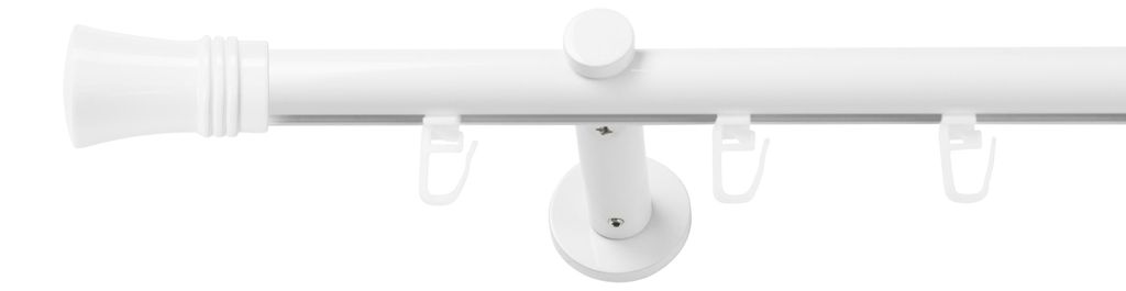 SN Deco Gardinenstange Innenlauf Lyon, 19 mm, 1-läufig, Stahl, Komplett-Set mit Ringen, Profilträger, 360 cm, weiß