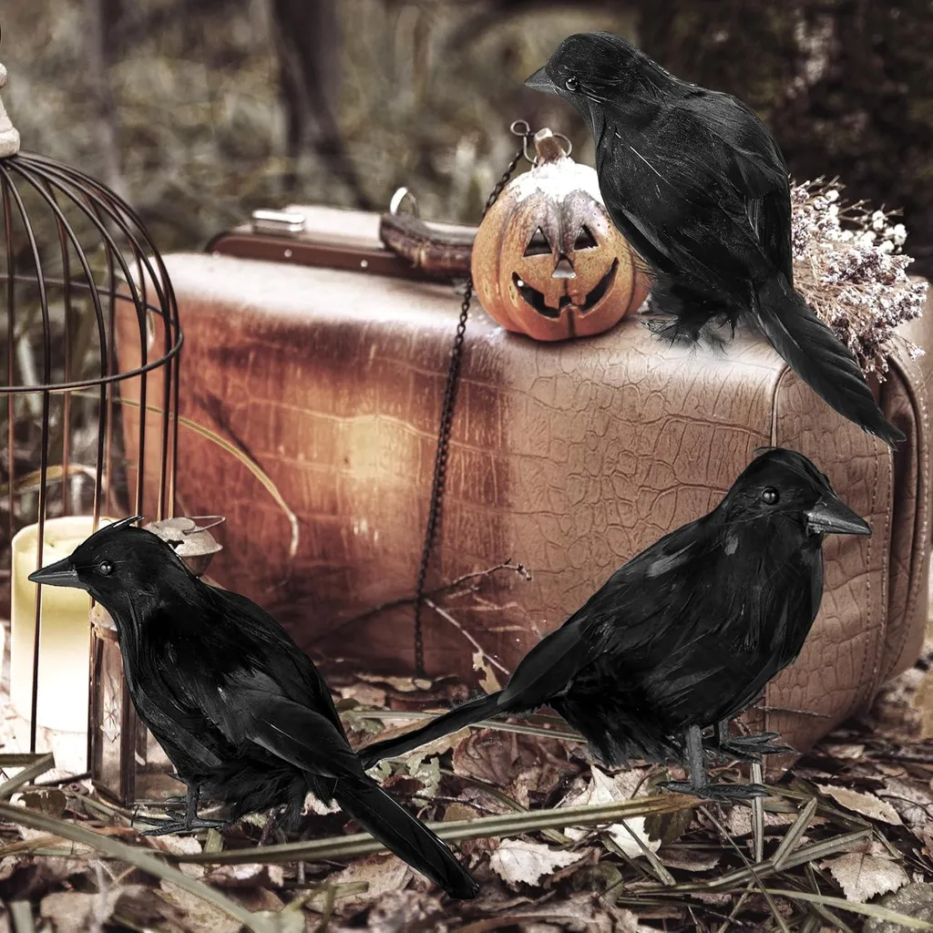 Déco Halloween 6 Faux Corbeaux - Réalistes pour Murs Arbres Fenêtres Noir