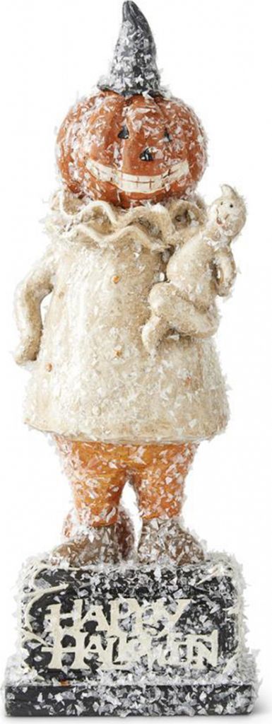 Kürbis Männchen Glitter Flocken Figur mit Geist 28cm