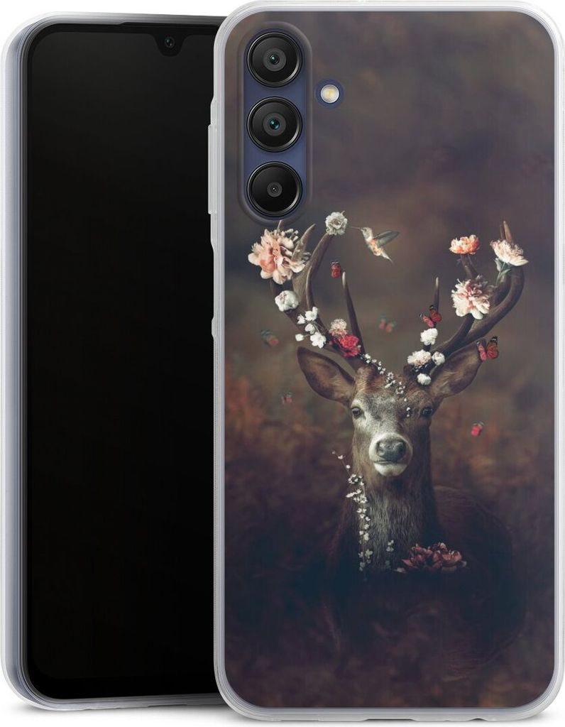 DeinDesign Slim Hülle für Samsung Galaxy A15 5G Silikon Case Ultra Dünn Handyhülle Blumen Rehe Rentier