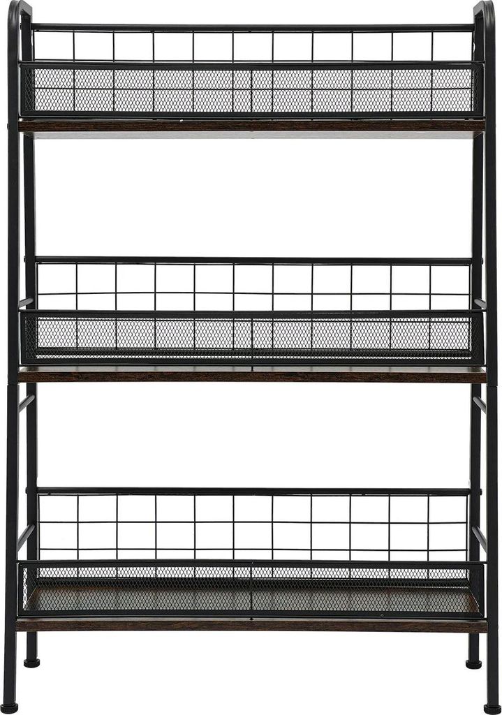 Schallplattenregal - LP-Regal 3-stöckig - Für bis zu 200 Alben - Mit Displayböden - Für Wohnzimmer und Bücher - Schwarz