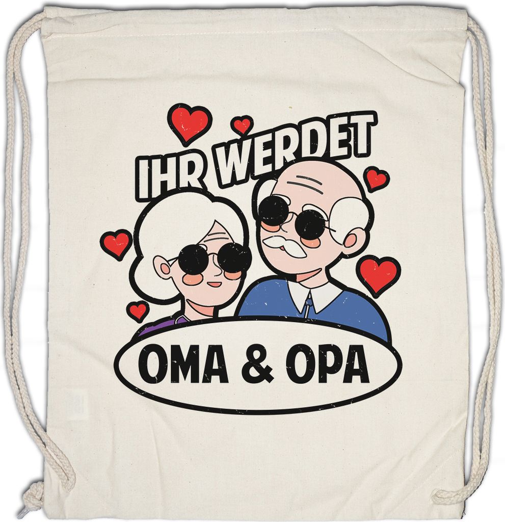 Urban Backwoods Ihr Werdet Oma und Opa, Turnbeutel, Farbe: Beige