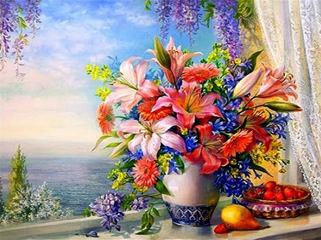 Broderie de diamants bouquet de mer 50x40 cm pour activité manuelle