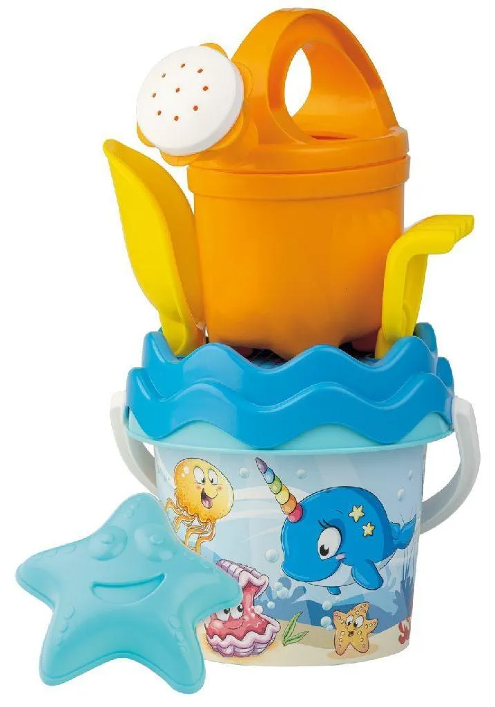 Set seau Happy Fish 6 pièces : fini les jouets de plage qui cassent !