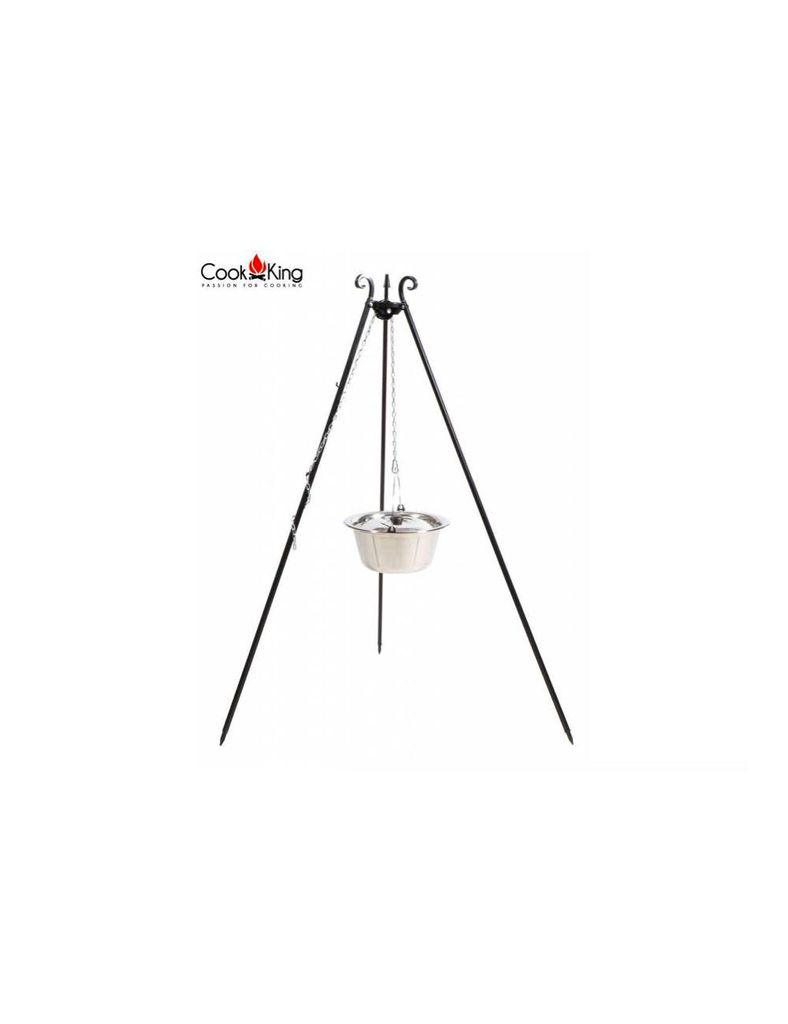 CookKing 121407 Dreibein Schwenkgrill 180cm mit Edelstahltopf 10 l