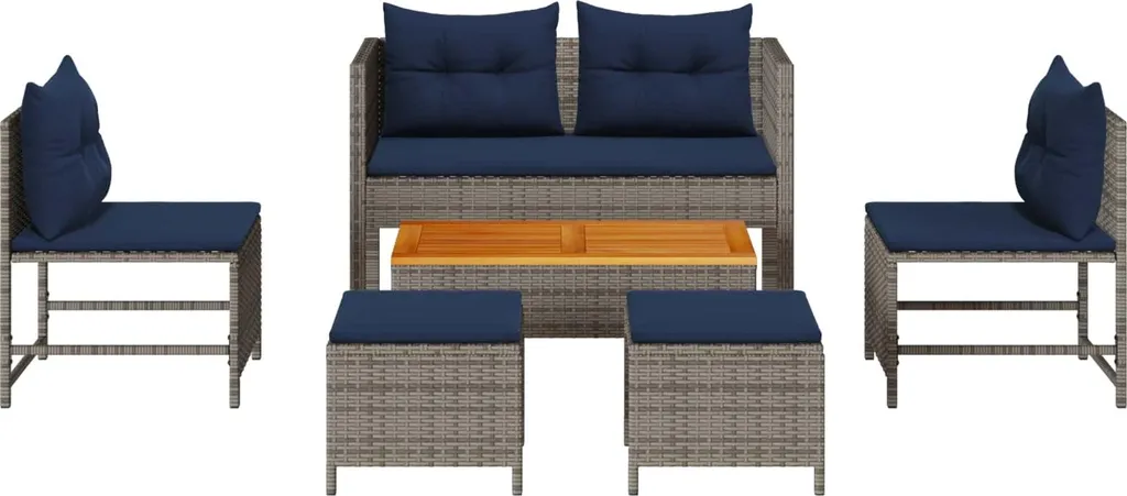 Salon de jardin durable et sans entretien en résine 6 pcs bleu marine