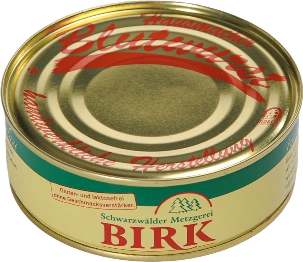 Schwarzwälder Metzgerei Birk Dosenwurst Hausmacher Blutwurst aus eigener Herstellung
