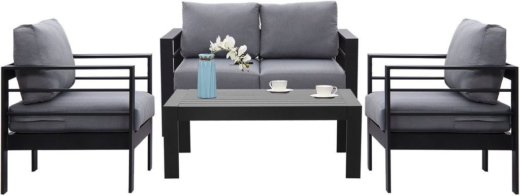 MeXo Loungeset Aluminium Gartenmöbel Lounge Set 4-Teilige, Produktbild 