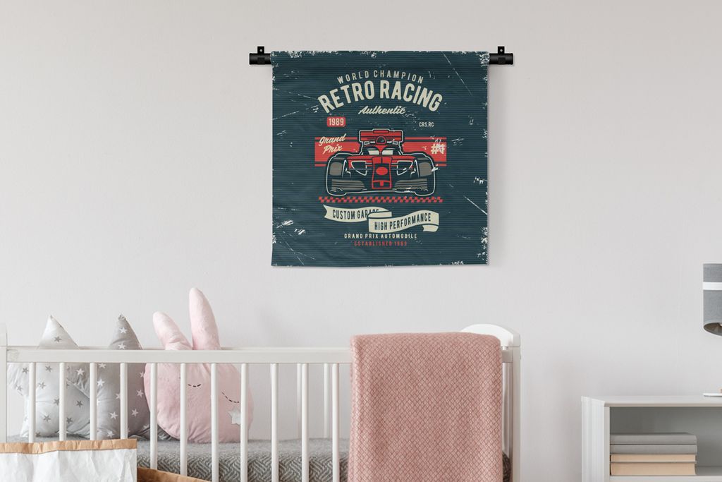 MuchoWow® Wandteppich Wandbehang Auto - Rennen - Retro - Produktbild 
