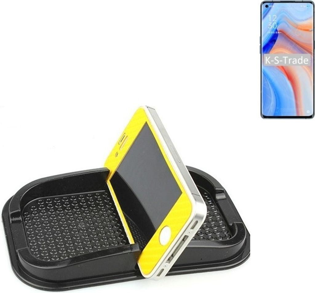K-S-Trade Auto Anti Rutsch Matte Smartphone-Halter kompatibel mit Oppo Reno4 Pro Haft Pad Armaturenbrett Handy-Halterung Silikon