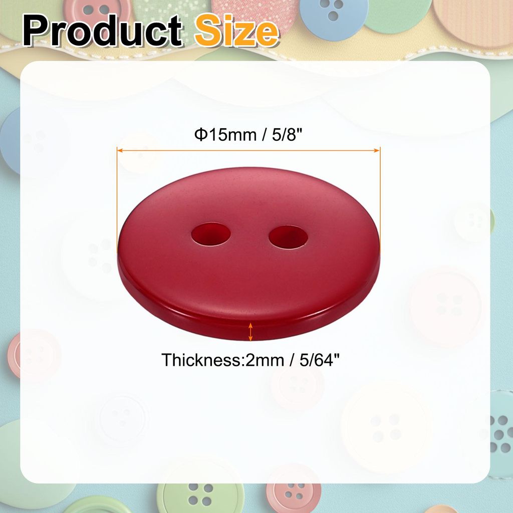 10 Stš¹ck 15mm Harz Kn?pfe zum Ann?hen, 2 L?cher Runde N?hkn?pfe fš¹r Strickjacke DIY Handwerk Dekorieren Mantel Bekleidung Kleidung Hemden Url...