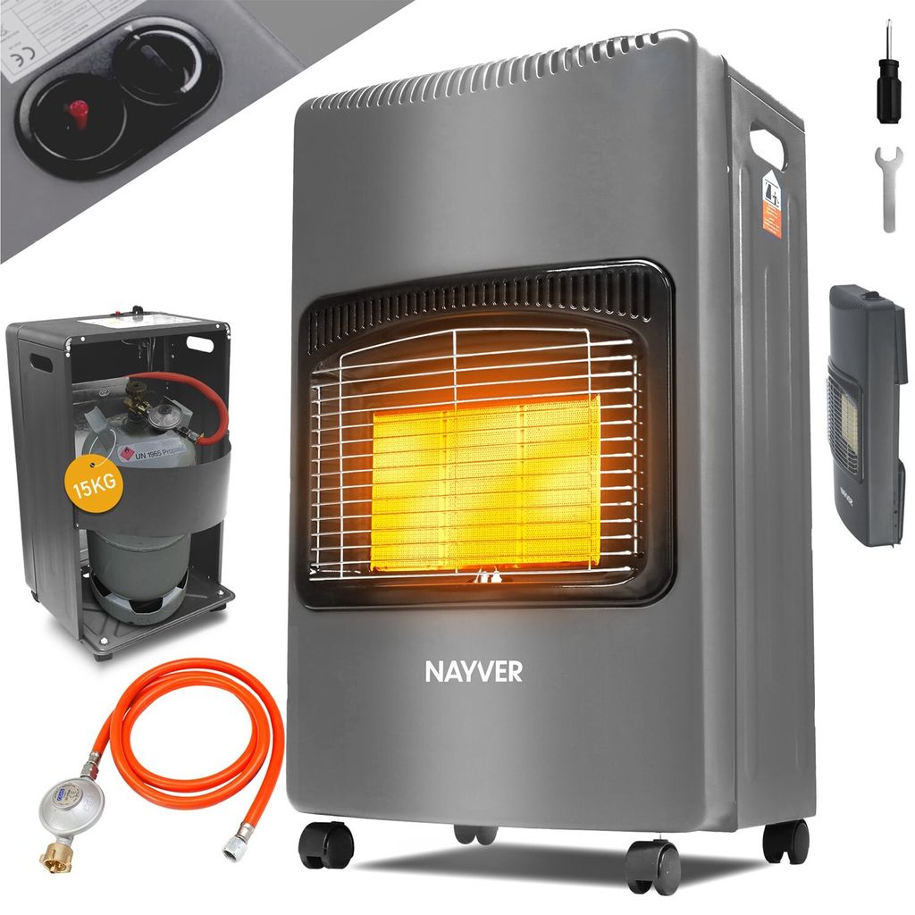 NAYVER Gasheizofen inkl. Schlauch und Druckminderer Camping Produktbild 
