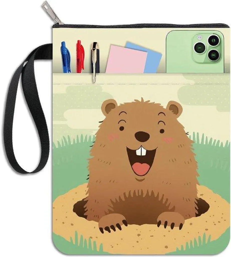 Housse de livre lavable motif animaux avec compartiment accessoires