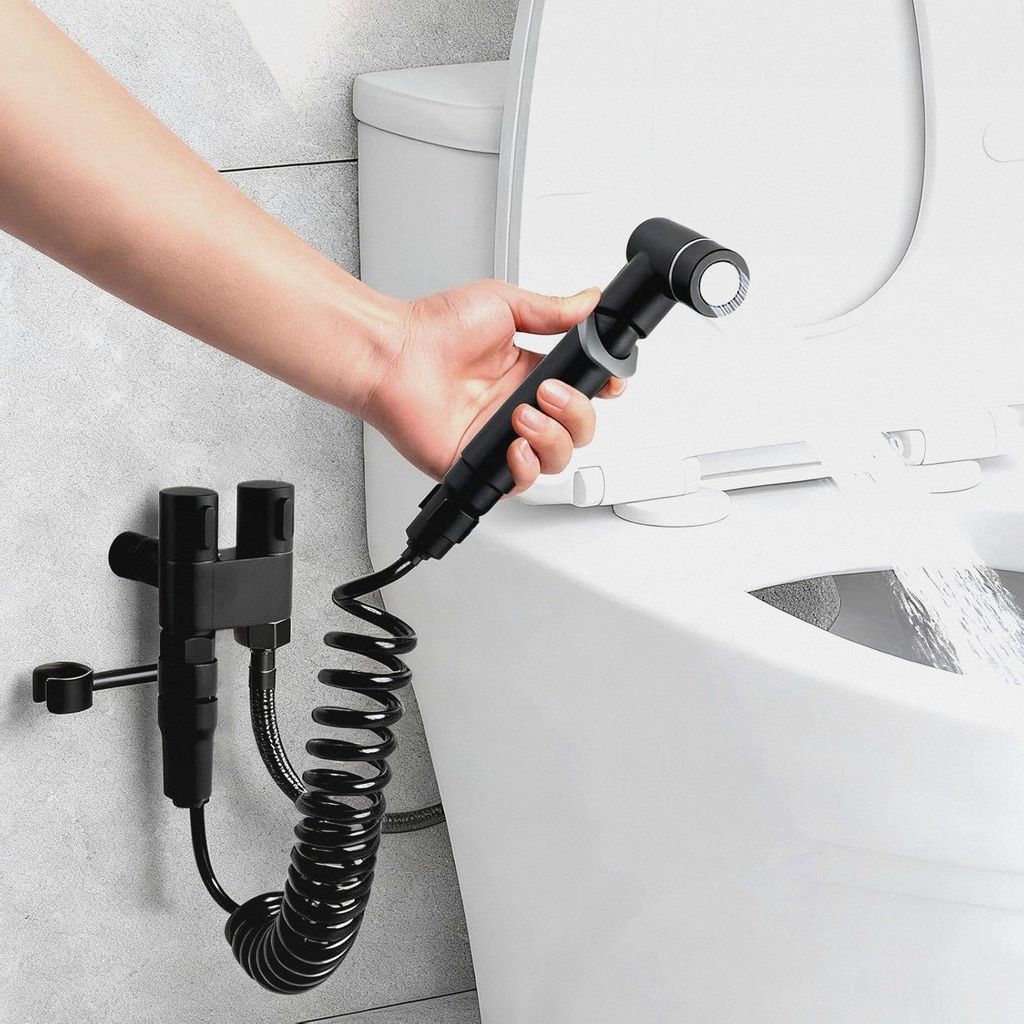 Bidet Handbrause für Toilette, Bidet Handbrause Set mit 1 in-2 out, Handbrauses Toilette, Doppelsteuerventil Wasserhahnspender und Schlauch für H...