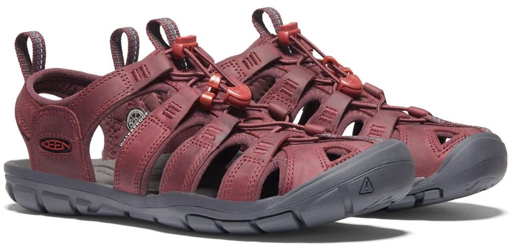 KEEN Damen CLEARWATER CNX LEATHER Sandale WEIN/ROTE DAHLIE 40.5