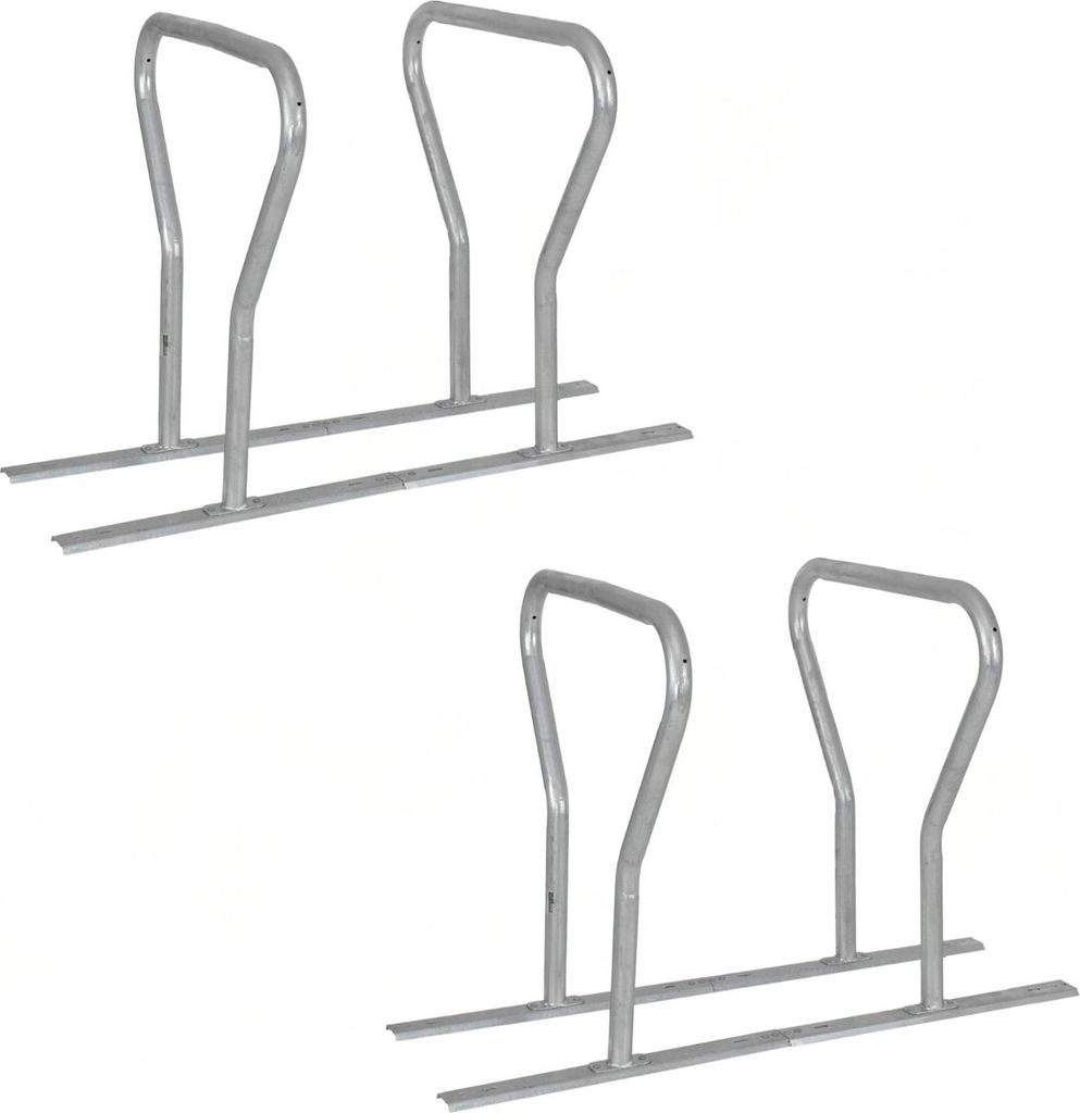 2x Fahrradanlehnbügel für 4 Fahrräder 140x76x92 cm Stahl feuerverzinkt Fahrradständer freistehend
