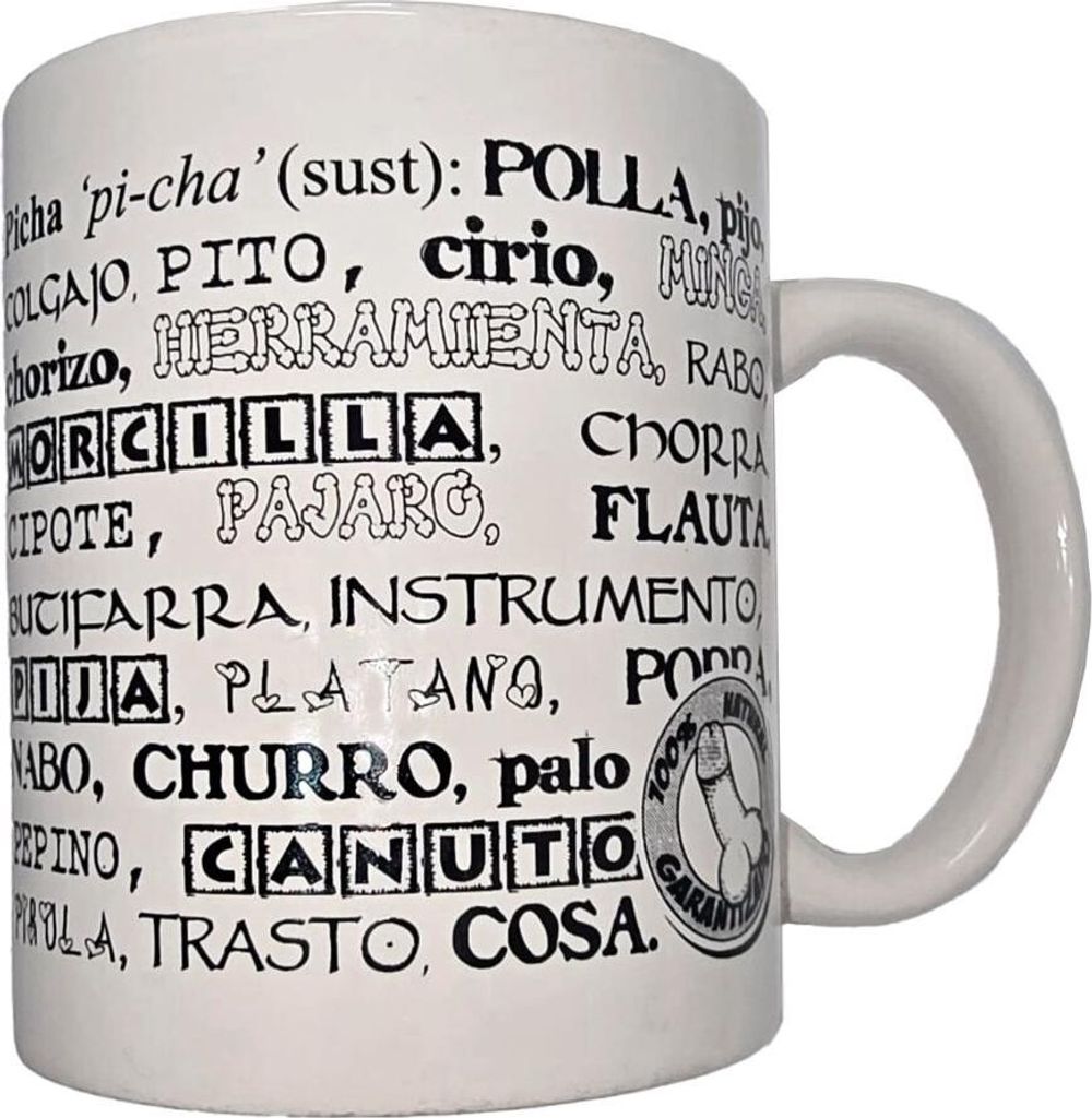 Diablo Picante - Weisser Becher Mit Penissynonymen 370 Ml