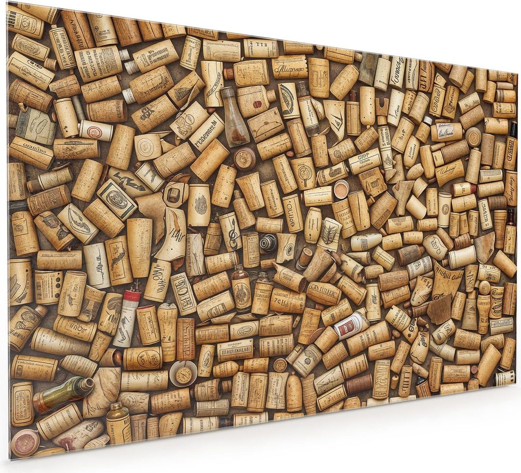 Küchenrückwand Spritzschutz Glas mit Motiv Vintage Korken Sammlung 40 x 40 cm