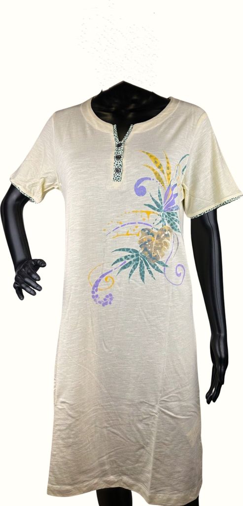 Hajo Damen Sleepshirt Baumwolle Stretch Nachthemd kurzarm Hellgelb