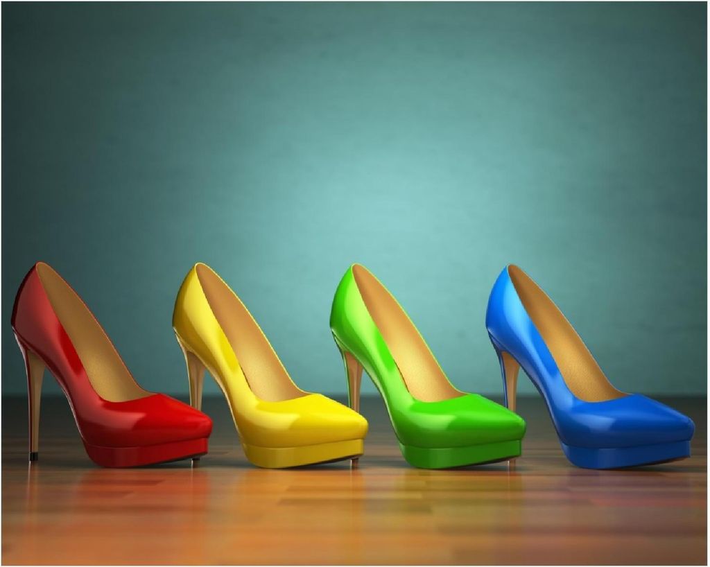 Wallario Poster - Bunte Schuhe - High Heels für Frauen, Kunstdruck Größe: 40 x 50 cm