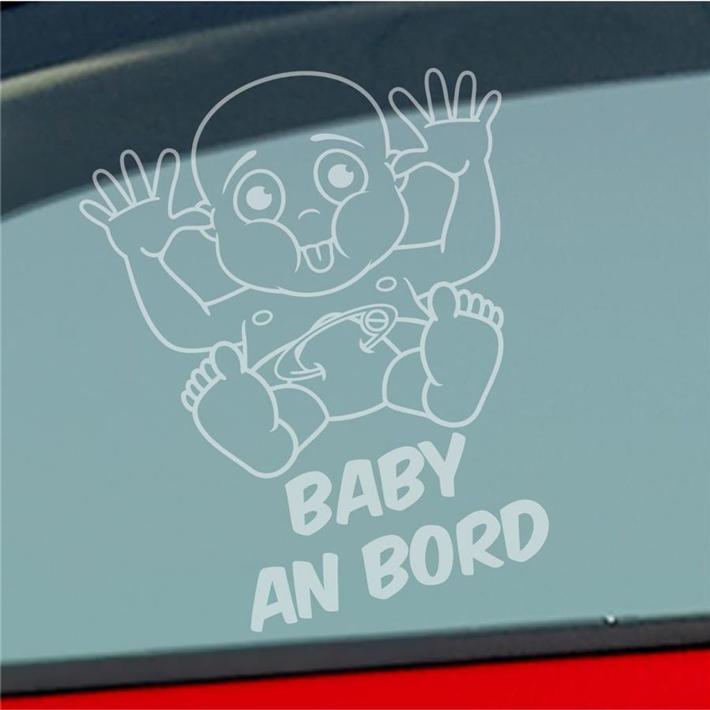 Auto Aufkleber Baby an Bord on Tour 23x28 cm Milchglas Sticker Heckscheibenaufkleber