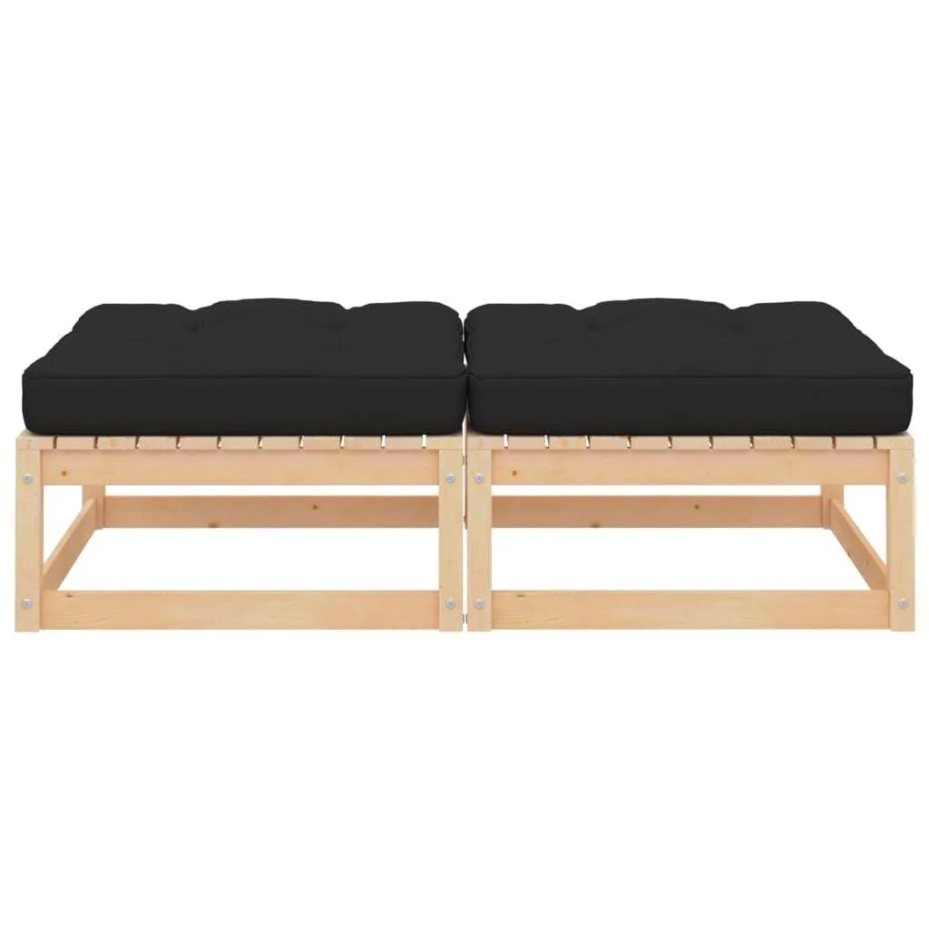 SYFAX™ Poggiapiedi da Giardino con Cuscini 2 pz Legno Massello di Pino