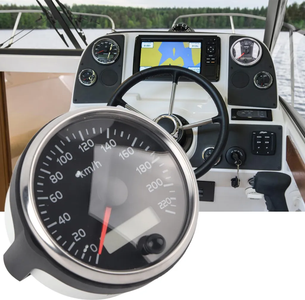 Tachymètre LCD 85mm 220KM/H pour Voiture Camion Bateau 12V 24V Noir