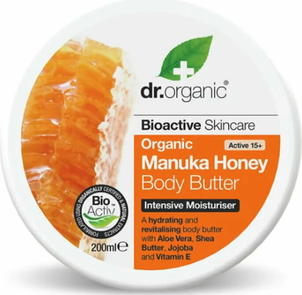 Dr. Organic Body Butter Manuka Honey 200ml | Lusso per Pelle Secca