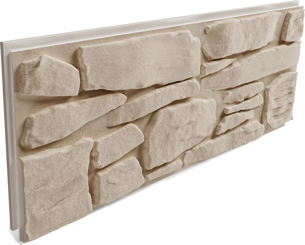 HEXIM Fassadenpaneele 2 Stück 121x50cm EPS Styropor Acrylbeschichtung Steinoptik Weiß - 3D Fassadenverkleidungen Innen- & Außenbereich UV-bestä...