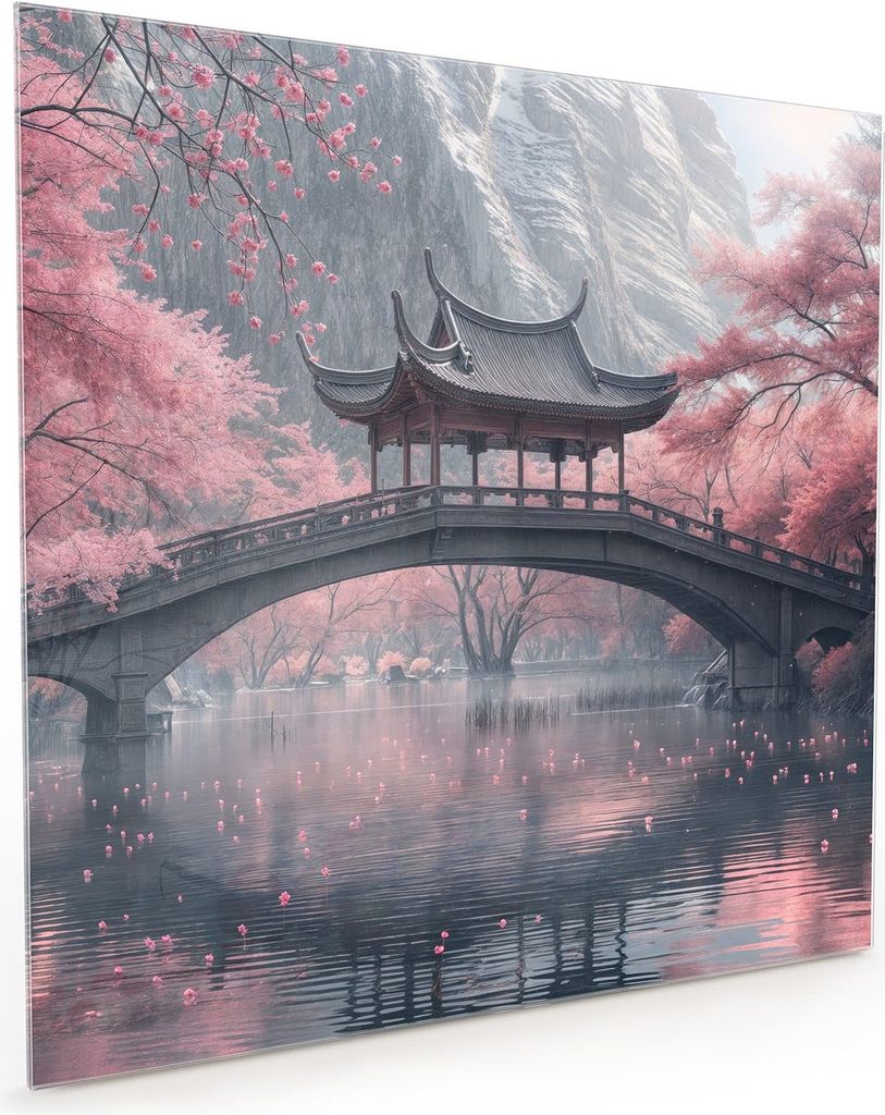 Küchenrückwand Spritzschutz Glas mit Motiv Japanischer Garten 40 x 40 cm