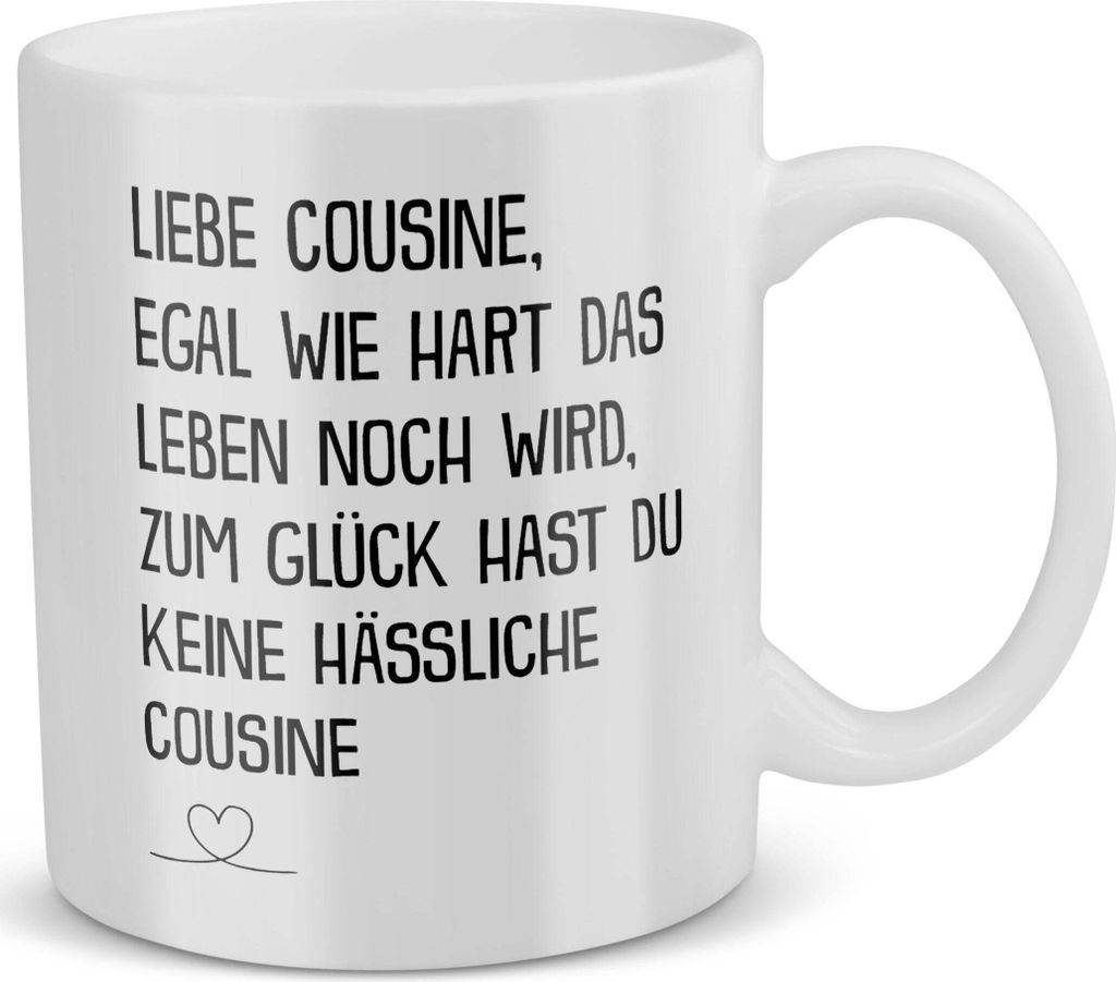 22Feels Cousine Geschenk von Cousine Geburtstag Weihnachten Tasse Mädchen Frauen Du Wirst Cousine Kaffeetasse Haferl