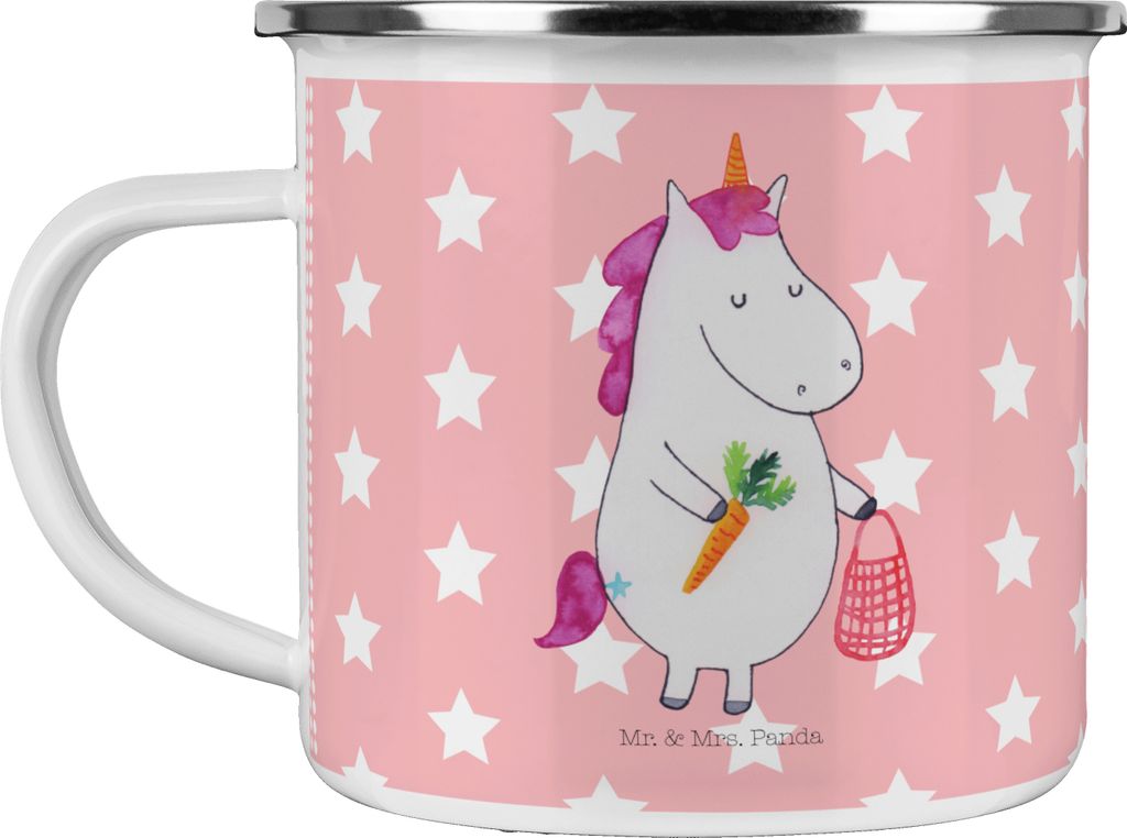 Mr. & Mrs. Panda Pott Einhorn Vegan - Rot Pastell - Geschenk, Veganer, Unicorn, Gesund essen, Rohkost, Motivtasse, Teetasse, Veganismus, Emaille Ta...