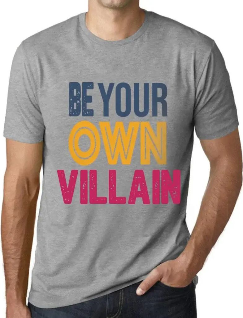 Herren Grafik T-Shirt Sei dein eigener Bösewicht – Be Your Own Villain – Öko-Verantwortlich Vintage Jahrgang Kurzarm Lustige Druck Geburtstag...