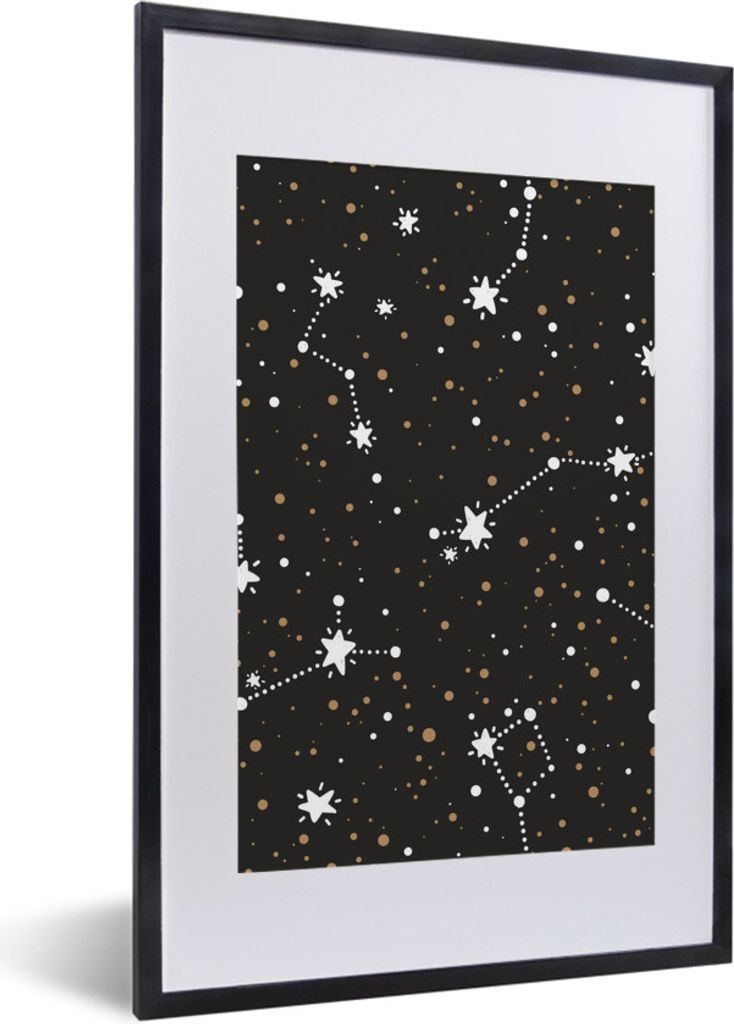 MuchoWow MuchoWow Gerahmtes Poster Konstellation - Muster - Kinder - Jungen - Mädchen - Baby 40x60 cm - Poster mit zchwarzem Bilderrahmen - Po...