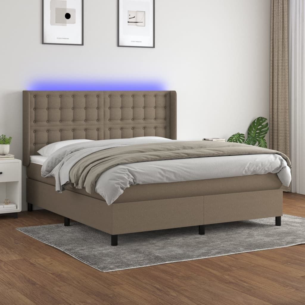 Maison Exclusive - Boxspringbett mit Matratze & LED Taupe 160x200 cm Stoff