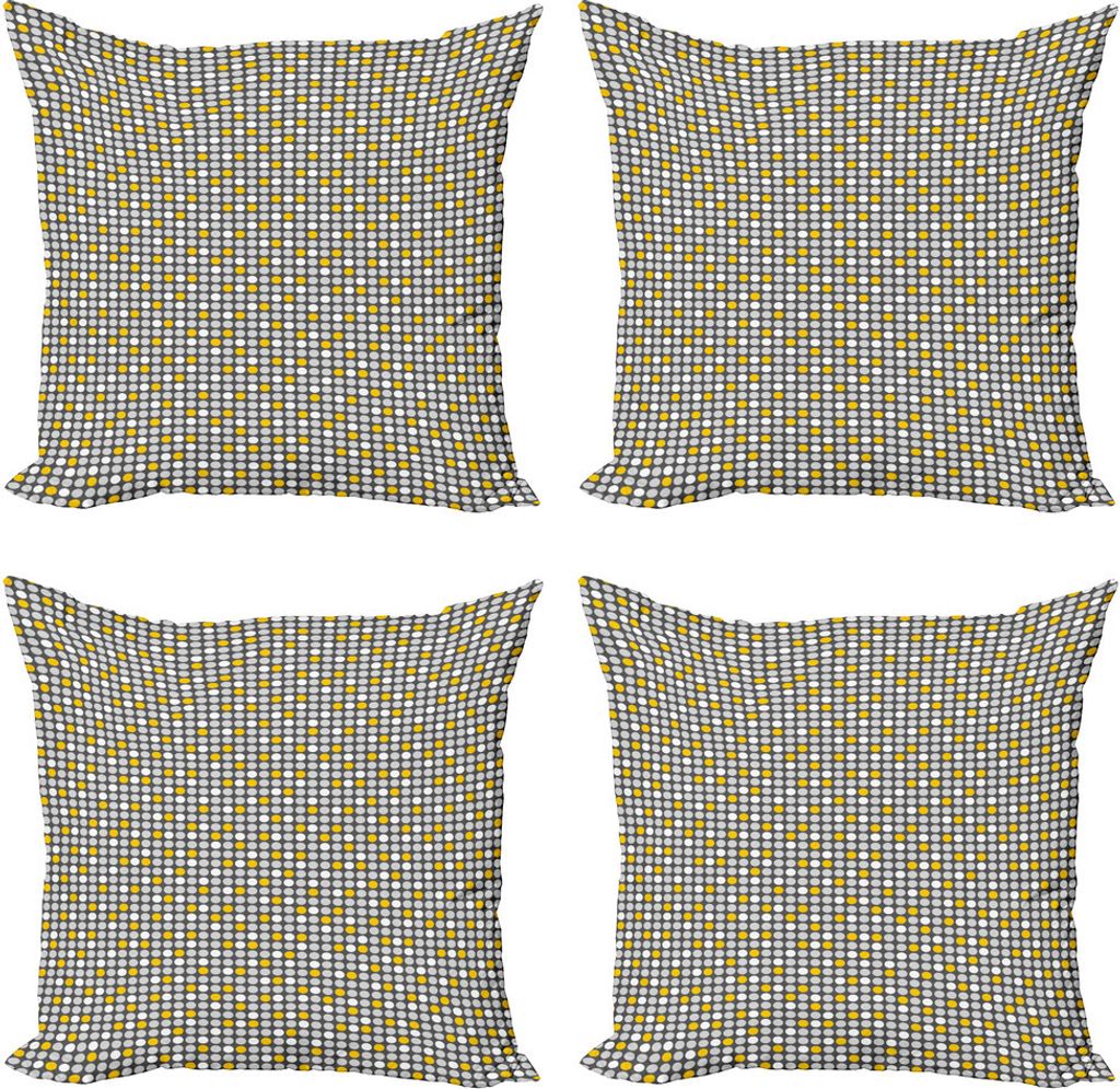 ABAKUHAUS Geometrisch Kissenbezug Set (4 Stück), Einfache Symmetric Runden, Moderner Doppelseitiger Digitaldruck, 50 cm x 50 cm, Grau Hellgrau