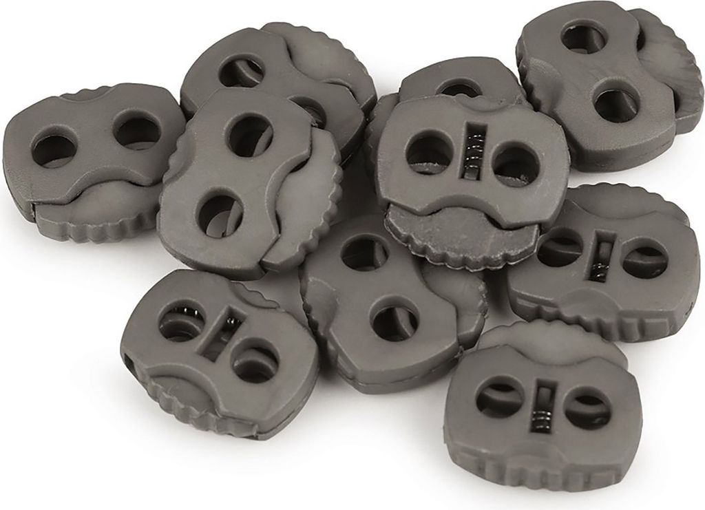 10 Stück Kordelstopper mit zwei Löchern quarzgrau
