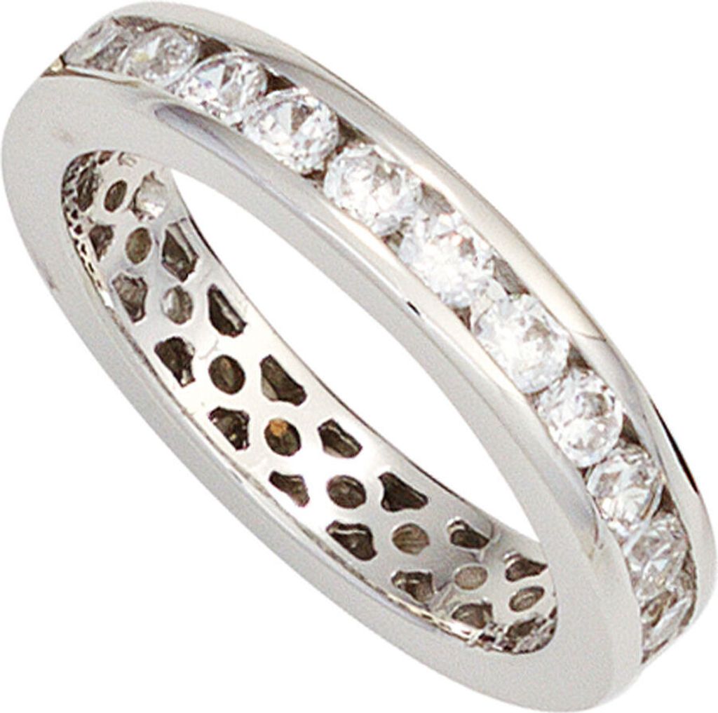 Ring Damenring mit Zirkonia weiß rundum 925 Silber glänzend Silberring Innenumfang 50mm Ø15.9mm
