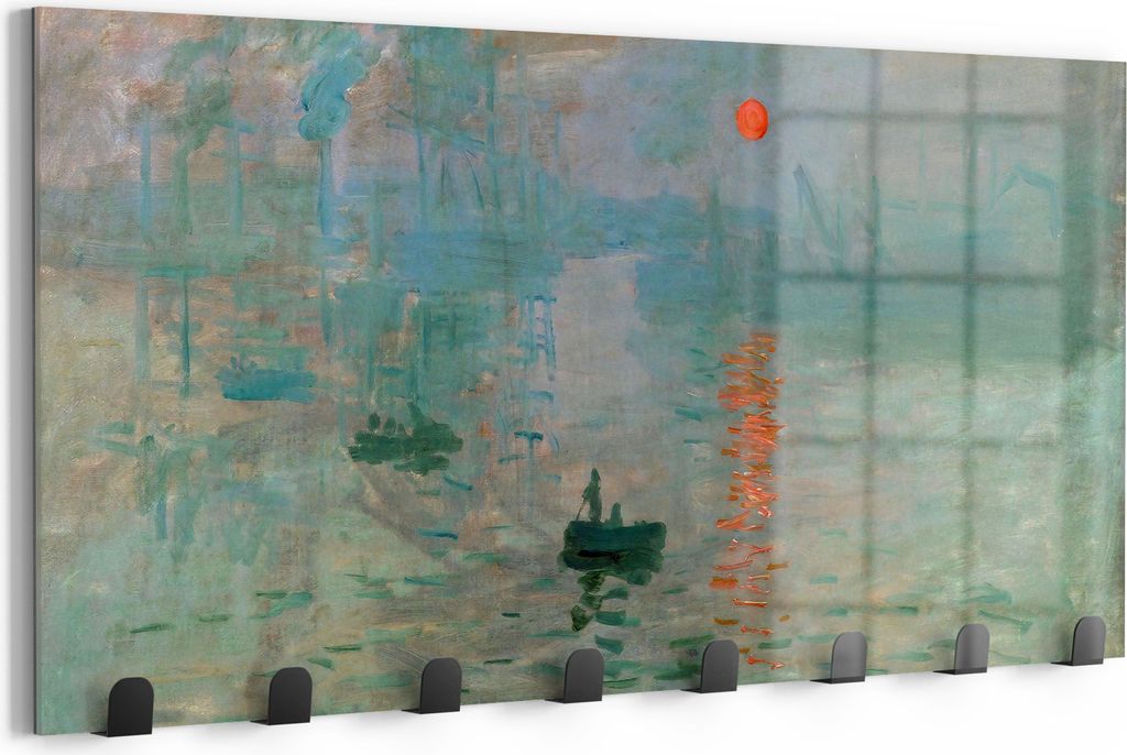 DEQOART Kleiderhaken Glas 60x30 cm 'Fluss im Morgenrot' Wand Garderobe beschreibbar Paneel