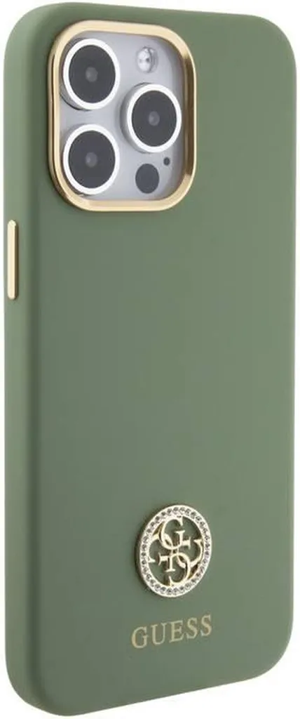 Housse de Protection Guess iPhone 15 Pro Silicone Rose Strass Chic