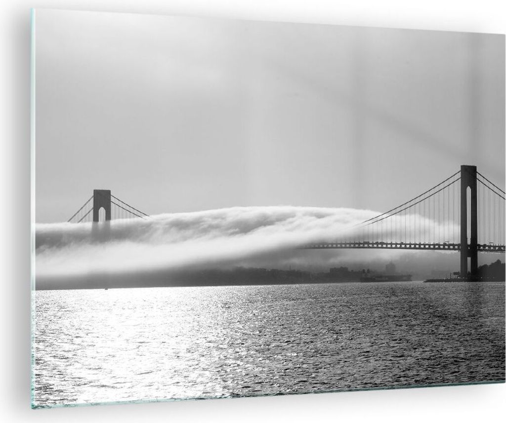Bilder auf glas - Usa goldenes tor brücke - 70x50cm - Glasbilder - Wandbilder - Kunstdruck - zum Aufhängen bereit - Wanddekoration aus Glas - Gla...