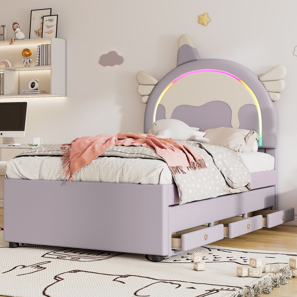 okwish Kinderbett Flachbett 90×200 cm mit ausziehbares Produktbild 
